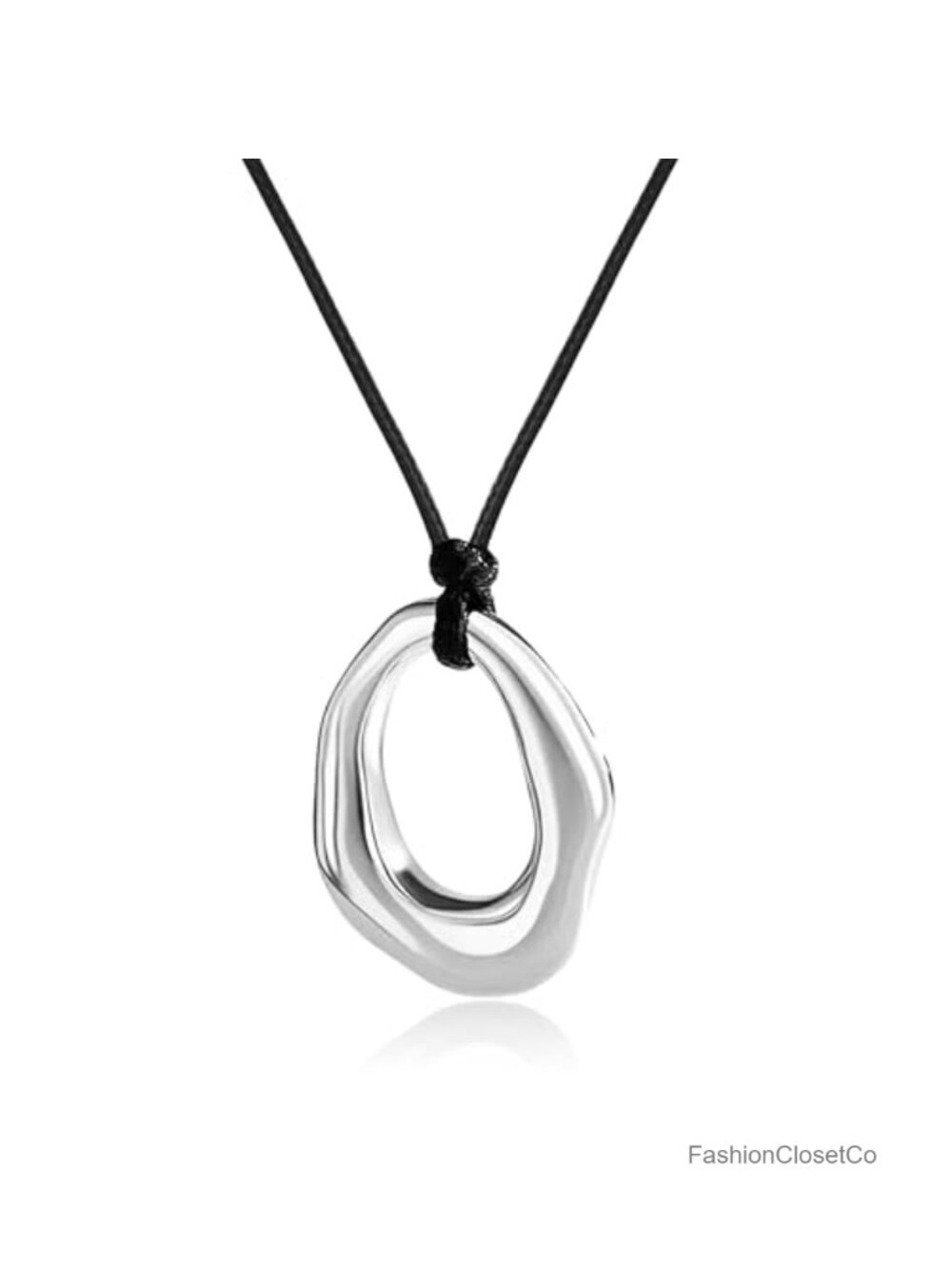Gold Circle Pendant Leather Cord Necklace, Chunky Statement Jewelry